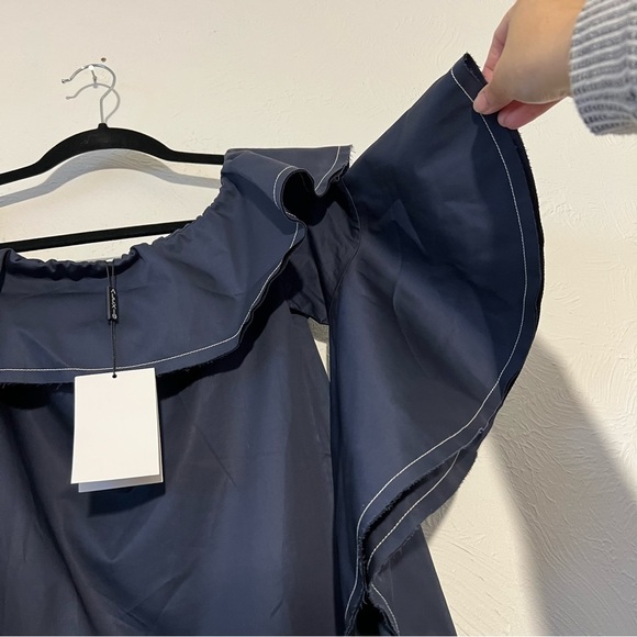 Alexis Rachel Off-the-Shoulder Ruffle Mini Dress Navy Blue NWT S - Picture 5 of 14